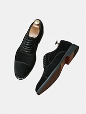 baratos Sapatos Oxford-sapatos oxford masculinos de camurça marrom – sapatos sociais clássicos com cadarço para ocasiões formais e de negócios, calçados confortáveis e elegantes