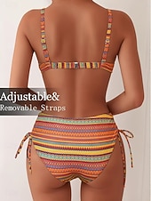 זול סטים של ביקיני-בגדי ריקוד נשים בגדי ים ביקיני 2 חתיכות מותן גבוה בגד ים רזה גב חשוף חופשה בגדי חוף נמר גיאומטרי ללא שרוולים בגדי ים