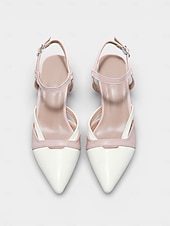 preiswerte Slingback-Pumps-Schwarze und weiße Slingback-Pumps mit Farbblock-Design – elegante Pumps mit spitzer Zehenpartie und verstellbarem Riemen für Büro und Alltag