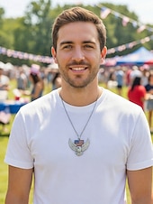  Az Egyesült Államok 250. évfordulós Férfi Ötvözet Nyaklánc Sas és Amerikai Zászló Medállal Arany és Ezüst Színben Ideális a Függetlenség Napjára és Ünnepségekre