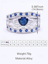 voordelige Huwelijk ACC-Damesringenset met 3-in-1 hartvormige amethist, gemaakt van legering, verkrijgbaar in meerdere kleuren, elegant ontwerp voor bruiloften, Valentijnsdag en feestjes.