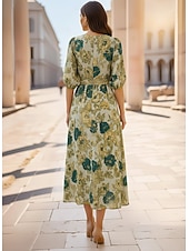 رخيصةأون فساتين متنوعة-A-الخط طول الكعب فستان رسمي فساتين متنوعه أنيق نصف كم رقبة عالية مدورة زفاف حفلة كوكتيل قماش الجاكار مع شريطة