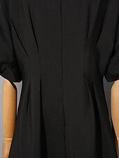 cheap Semi-formal / Cocktail-A-Line Tea Length Party Dress Cocktail Dress Wedding Guest Dress Wedding Guest Dresses Elegant Vintage Daily Short Sleeve V Neck Wedding Church with Pleats