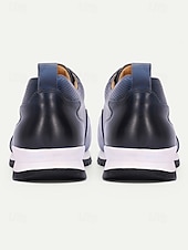 cheap Dress Sneakers-Men's Navy Blue Leather Sneakers – Elegant Design, Perfect for Weddings, Formal Gatherings and Semi-Formal Events