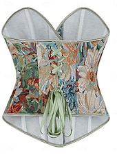 billiga Korsetter-Dam Shapewear Mode Retro Sexig Blommig Knappar Dagligen Semester Fest Ärmlös Över axeln Svart Rodnande Rosa Rubinrött Brun Grön Sommar Vår Höst Normal