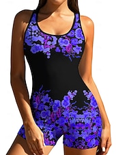 billiga One Pieces Rash Guards-Dam Rash-guards Surfdräkt i ett stycke Baddräkt Blommig Tropisk Färgblockerande Dragkedja med inbyggd BH Avtagbar dyna UV Solskydd UPF50+ Ultralätt (UL) Långärmad Badkläder Kroppsdräkt Surfing