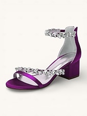 economico Damigella d&amp;#39;onore-scarpe con tacco color champagne per damigelle d'onore da donna – sandali da sposa con tacco a blocco e punta aperta, cinturini impreziositi da cristalli, eleganti scarpe da sposa per feste