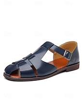 economico sandali-sandali da uomo in similpelle marrone con cinturini, design aperto traspirante, suola leggera e comoda, stile rilassato per matrimoni in spiaggia e occasioni estive