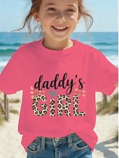 preiswerte Mädchens 3D verspielter Humor-Mädchen 3D Grafik Buchstabe T-Shirt Kurzarm 3D-Druck Sommer Frühling Sport Mode Streetwear Kinder 4-12 Jahre Rundhalsausschnitt Lässig Täglich Outdoor Normale Passform