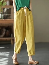 abordables Pantalones-Mujer Pantalones Pantalones de verano Pantalones anchos Pantalones de playa Vacaciones Moda Ropa de calle Hasta el Tobillo Alta cintura Plano Correa Bolsillo Cintura elástica Comodidad Suave