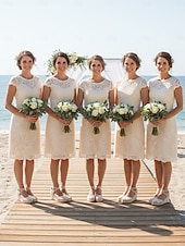 abordables Dama de honor-Sandalias de cuña con alpargatas de encaje beige para mujer, cómodas sandalias de dama de honor con tira en el tobillo para bodas en la playa.