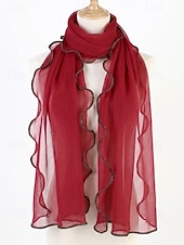 baratos Lenços Femininos-Lenço feminino leve em poliéster – várias cores, design macio e elegante, ideal para férias e uso casual no dia a dia.