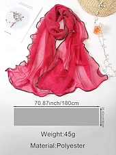 baratos Lenços Femininos-Lenço feminino leve em poliéster – várias cores, design macio e elegante, ideal para férias e uso casual no dia a dia.