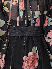 preiswerte Semi-formal / Cocktail-Zweiteilig A-Linie Knöchellänge Kleid für Hochzeitsgäste Kleider für Hochzeitsgäste Elegant Täglich Langarm Hoher Ausschnitt Gartenparty Formell mit Blumenmuster