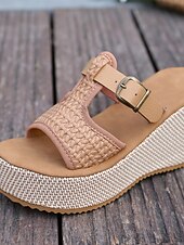 tanie Sandały na koturnie-damskie białe sandały na koturnie z paskiem ze sprzączką – stylowe i wygodne obuwie na lato, plażę i imprezy przy basenie