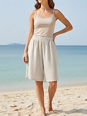 billige Bunner-Dame Bukser med linfølelse Capri-bukser Shorts Sommershorts Ferie Grunnleggende Fritid Knelengde Middels midje عادي Elastisk midje Komfort Pustende Uelastisk Daglig utendørs Feriereise Svart Rød