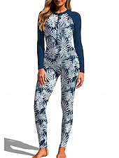 economico Rash Guards Interi-Per donna Standard Top sottomuta Rash Guard completo per il corpo Costume da surf intero Floreale Tropicale Con zip con reggiseno incorporato Cerniera Frontale Protezione Solare UV Coppa larga UPF50+
