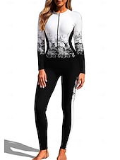 お買い得  ワンピースラッシュガード-女性用 レギュラー ラッシュガード フルボディラッシュガード ワンピースサーフィンスーツ 花 トロピカル風 カラーブロッキング ジッパーを閉める 内蔵ブラ付き フロントファスナー UVサンプロテクション フルカップ UPF50+ 長袖 フルボディー スイムウェア ボディスーツ サーフィン カヌー ビーチ 夏