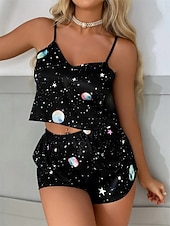 economico Pigiama e lounge da donna-Per donna Pigiama Abbigliamento da Casa Moda Casual Comfort Grafico Animale Leopardo Arricciato Elastico in vita Senza schiena Top con spalline Shorts Quotidiano Casa Vacanza Senza Maniche Scollo a V