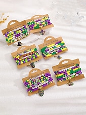 お買い得  アクセサリー-女性用アクリルブレスレットセット、マルチパターンデザイン、マルディグラテーマ、カーニバルやお祭りに最適