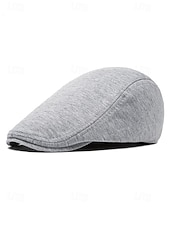 baratos Chapéus Masculinos-Boina masculina casual em poliéster com design simples e elegante, disponível em várias cores, perfeita para o uso diário.
