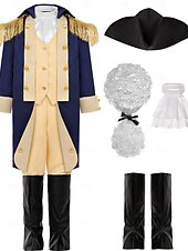  Set 250-årsjubileum USA Retro / vintage Medeltida kostymer Kläder Lång ärm George Washington Maskeradkläder Pojkar Karnival Självständighetsdagen Maskerad 4 juli Barn Kappa Byxor Hatt Alla årstider