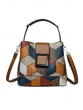 お買い得  ハンドバッグ＆トートバッグ-女性用フェイクレザーバケットバッグ - 多用途のショルダーバッグとクロスボディスタイル、複数の色、カジュアルからセミフォーマルまで使えるトレンディで丈夫なバッグ