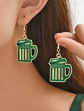 billiga Tillbehör-Damörhängen i legering med hängen till fest, St. Patrick's Day-motiv, flermönster med shamrock och pyssling, roliga festliga irländska smycken för högtidsfester, parader och festkläder