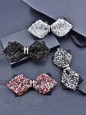 Недорогие Свадьба ACC-Мужской галстук-бабочка из полиэстера с блестками и кристаллами, доступен в нескольких цветах, идеально подходит для свадеб и вечерних мероприятий.