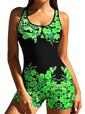 billiga One Pieces Rash Guards-Dam Rash-guards Surfdräkt i ett stycke Baddräkt Blommig Tropisk Färgblockerande Dragkedja med inbyggd BH Avtagbar dyna UV Solskydd UPF50+ Ultralätt (UL) Långärmad Badkläder Kroppsdräkt Surfing