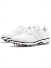 baratos Sapatos de Golfe Masculinos-Sapatos de golfe masculinos brancos, construção leve e respirável, sola com aderência estável, estilo esportivo e elegante para campos de golfe e atividades ao ar livre.