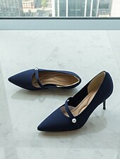 abordables Pompes Classiques-Women's Burgundy Pointed Toe Knit Pumps with Pearl Strap Accent – Comfortable High Stiletto Heels for Daily Commuting, Office Wear &amp; Elegant Professional Ladies