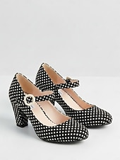 levne Retro styl 50. let-Dámské vintage puntíkované lodičky Mary Jane z 50. let - retro rockabilly boty s kulatou špičkou a robustním podpatkem na středním podpatku na letní dovolenou &amp;večírky
