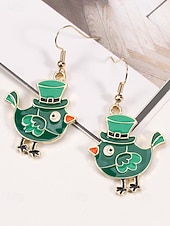 billiga Tillbehör-Damörhängen i legering med hängen till fest, St. Patrick's Day-motiv, flermönster med shamrock och pyssling, roliga festliga irländska smycken för högtidsfester, parader och festkläder