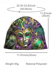 tanie Akcesoria-Damska czapka beanie z poliestru z nadrukiem, może służyć jako komin, wielowzorzysta, w stylu karnawałowym Mardi Gras, z miękkiej, elastycznej tkaniny, 2 w 1 jako nakrycie głowy i szalik na festiwale, imprezy i na co dzień