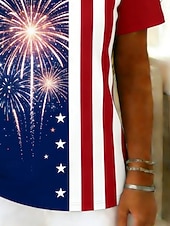 economico Magliette Giorno dell’Indipendenza-Giorno dell'Indipendenza Americana Per donna Maglietta Stampato Grafico Bandiera Elegante Classico Casual Manica Corta Girocollo Top Regolari Quotidiano Uscire Weekend Blu Estate Primavera