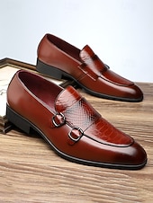 preiswerte Slipper-Rote Herren-Monk-Strap-Schuhe aus Kunstleder – elegante und stilvolle Schuhe für Hochzeiten und besondere Anlässe
