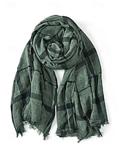 economico Cravatte e papillon da uomo-sciarpa a quadri in cotone e lino da uomo – vari colori, leggera e traspirante – perfetta per l'uso quotidiano casual