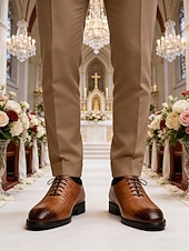 ieftine Pantofi Oxford-Pantofi Oxford maro pentru bărbați din piele ecologică – stil clasic pentru nunți formale, evenimente de afaceri și ocazii speciale