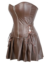 cheap Dresses-Medieval Renaissance Steampunk Dress Corset Pirate Fancy Dress Women's Pirate Fantasy Halloween Carnival Performance LARP Ren Faire Adults' Dress