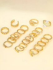 levne Dámské prsteny-Sada dámských prstenů v bohémském stylu – slitina zlata a stříbra, různé designy, ideální pro běžné nošení i slavnostní příležitosti, moderní a jedinečné doplňky