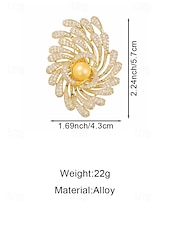 economico Matrimonio ACC-Spilla da donna in lega con perle finte, colori oro e argento, elegante design a spirale con fuochi d'artificio, perfetta per matrimoni e cene formali