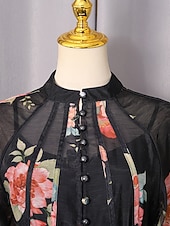 preiswerte Semi-formal / Cocktail-Zweiteilig A-Linie Knöchellänge Kleid für Hochzeitsgäste Kleider für Hochzeitsgäste Elegant Täglich Langarm Hoher Ausschnitt Gartenparty Formell mit Blumenmuster