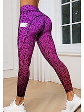 economico Leggings e collant da yoga-Per donna leggings da pilates Pantaloni fitness Leggings da palestra Tasche Bollo Tasche Laterali Pilates Palestra Allenamento in Palestra Pantaloni Collant Leggings Gradiente di Colore Leopardato