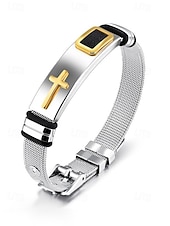 halpa Miesten korut-Miesten ruostumattomasta teräksestä valmistettu ristirannekoru – useita värivaihtoehtoja, kestävä ja tyylikäs, täydellinen rentoon ja arkeen