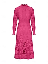 Χαμηλού Κόστους Λευκό φόρεμα-Γυναικεία Μίντι φόρεμα Φόρεμα σε γραμμή Α Καθημερινό Καθημερινά Κανονικό Σκέτο 3/4 Μήκος Μανικιού Ζιβάγκο Μαύρο Λευκό Κίτρινο Φούξια Άνοιξη Φθινόπωρο