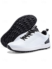 economico Scarpe da Golf da Uomo-scarpe da golf da uomo bianche e nere con design ventilato, ideali per campi da golf e sport all'aria aperta