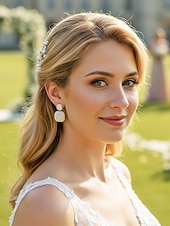 cheap Wedding Accessories-Women's Faux Pearl Square Drop Earrings, Elegant Geometric Statement Jewelry for Weddings, Evening Dinner Parties, and Formal Events, Classic Bridal Accessory Gift