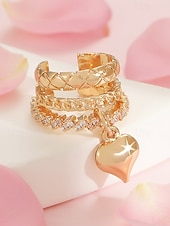 voordelige Valentijnsdag-Verstelbare oormanchetten voor dames met hartjesmotief, gestapelde oorbellen van goud- en zilverkleurige legering, modieuze sieraden zonder gaatjes, perfect als Valentijnsdate of -cadeau.