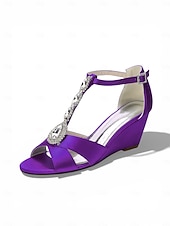 cheap Women-Women's Pink Satin Crystal Wedge Sandals – Elegant Dressy Style for Resort Evenings
